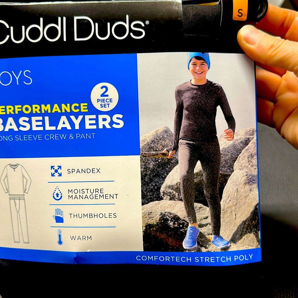 boys base layers, long sleeve crew, and pants